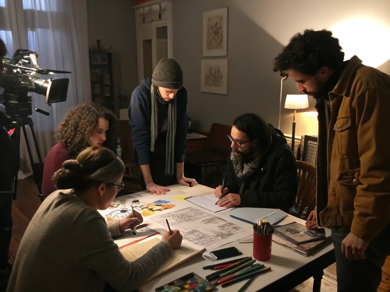 An image capturing a collaborative workshop session between SO LIGHT CONCEPT and local artists, emphasizing the organization's commitment to fostering creative partnerships and supporting artistic endeavors.